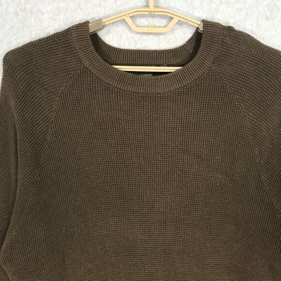 French Connection Sweater Mens XL Brown Waffle Basic Minimal Neutral Academia - Picture 2 of 8
